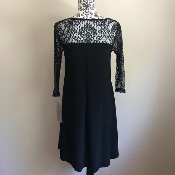 Nina Leonard - Long Sleeve Pocket Swing Dress - Black - Size Small - Picture 4 of 6